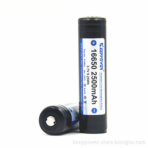 KeepPower 3.7V sanyo 16650 2500mah protected li-ion battery 16650 P1665J